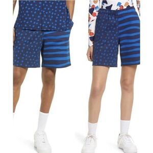 Nordstrom Cristina Martinez Mixed Print Fleece Shorts Small S Navy Blue